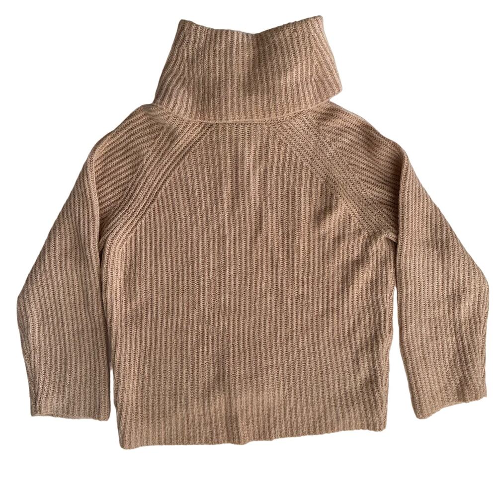 Point Sur J Crew Wool Mohair Blend Cowl‎ Turtleneck Chunky Rib Blush Sweater S - Picture 2 of 7